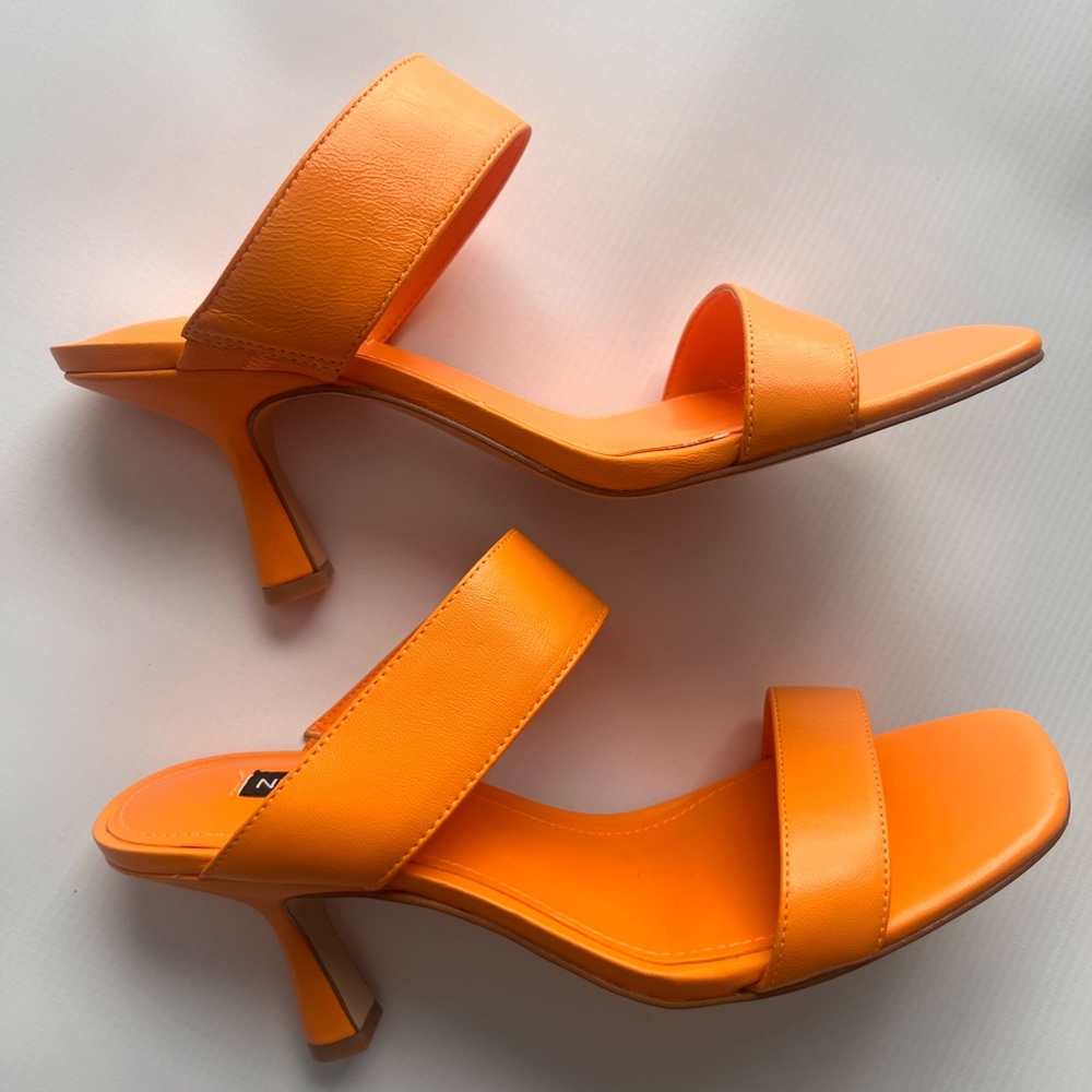 Nine West Vibrant Orange Heeled Sandals Size 7.5